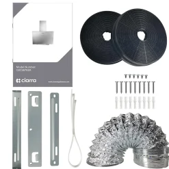 Hotte inclinée 60cm 650m3/h 3 vitesses évacuation ou recyclage inox Ciarra CD6762AS