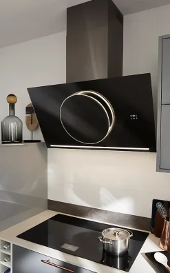 Hotte inclinée connectée en verre GoodHome GHAGRO90, 90cm
