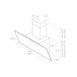 Hotte inclinée en verre noir l. 60 cm Shire Elica