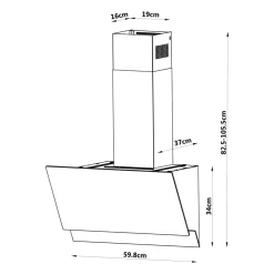 Hotte inclinée en verre noir GoodHome GHAG60ASBL, 60 cm