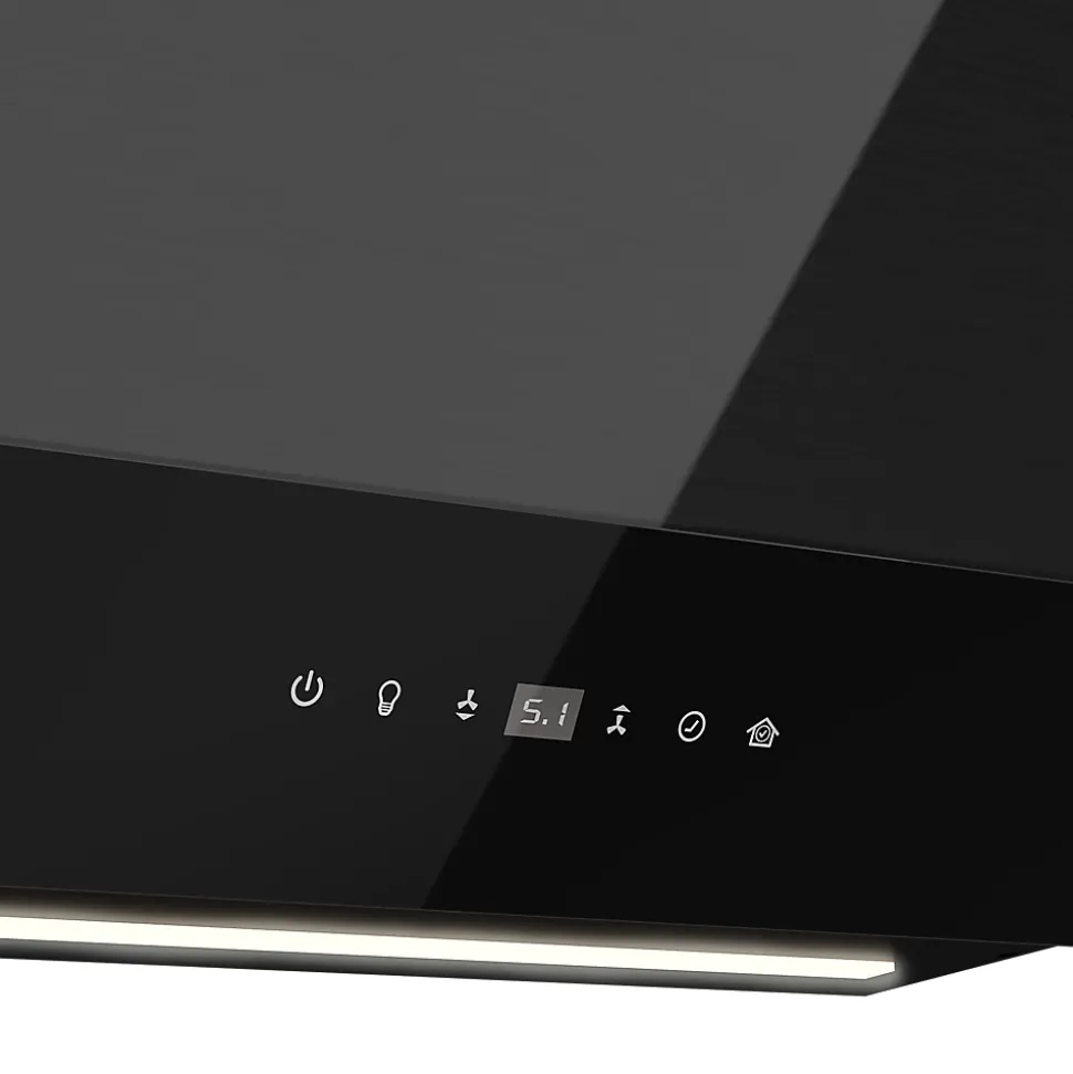 Hotte inclinée en verre noir GoodHome GHAG60ASBL, 60 cm