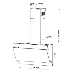 Hotte inclinée en verre noir GoodHome GHAG60LKBL, 60 cm