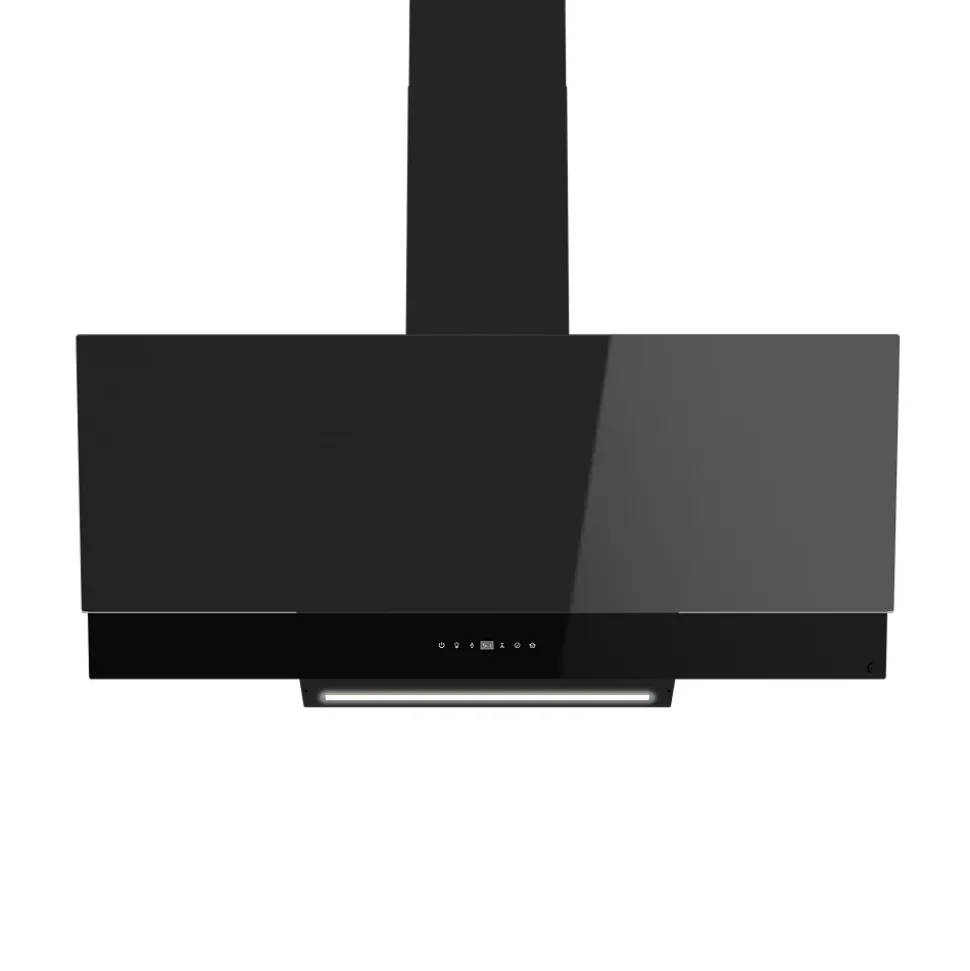 Hotte inclinée en verre noir GoodHome GHAG90ASBL, 90 cm