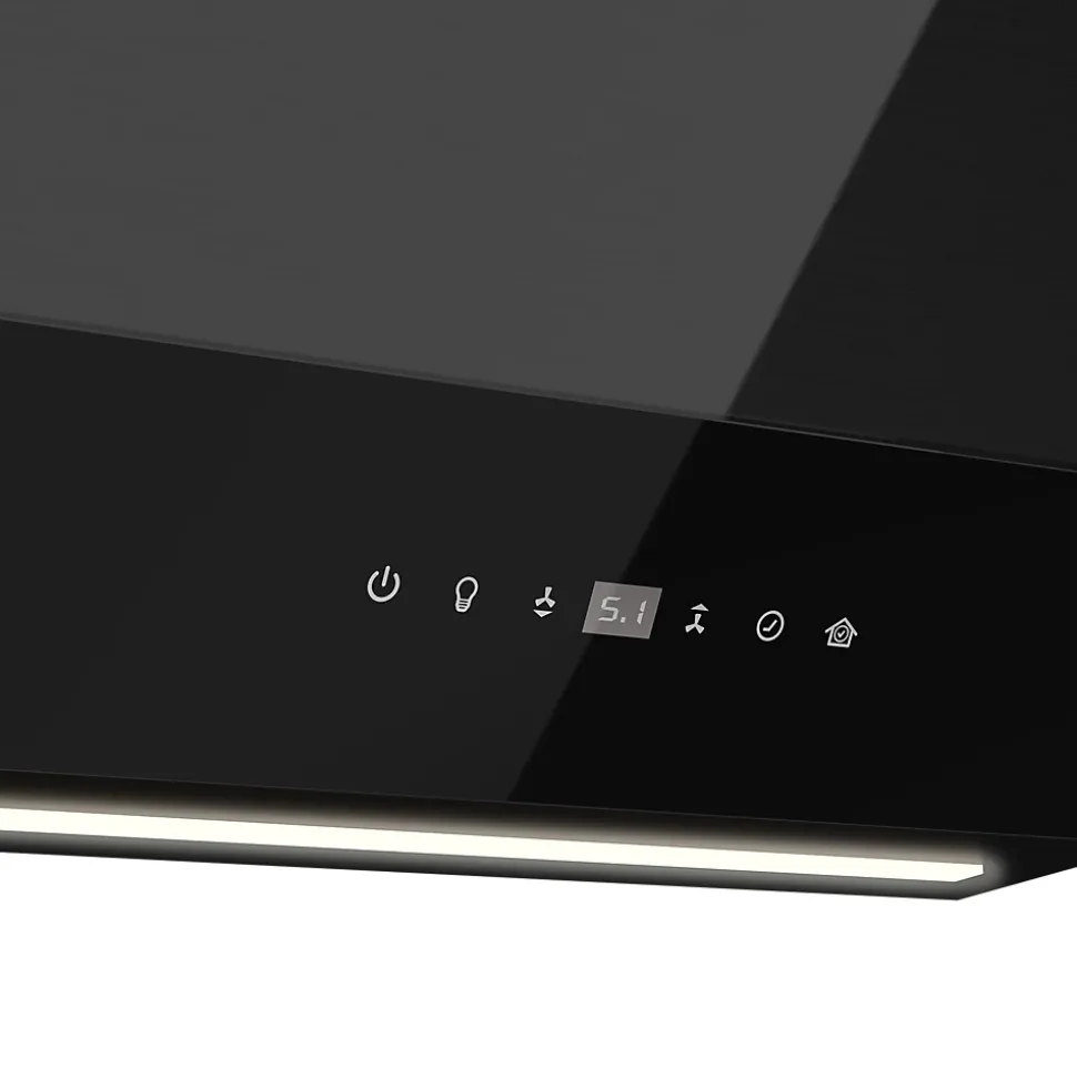 Hotte inclinée en verre noir GoodHome GHAG90ASBL, 90 cm