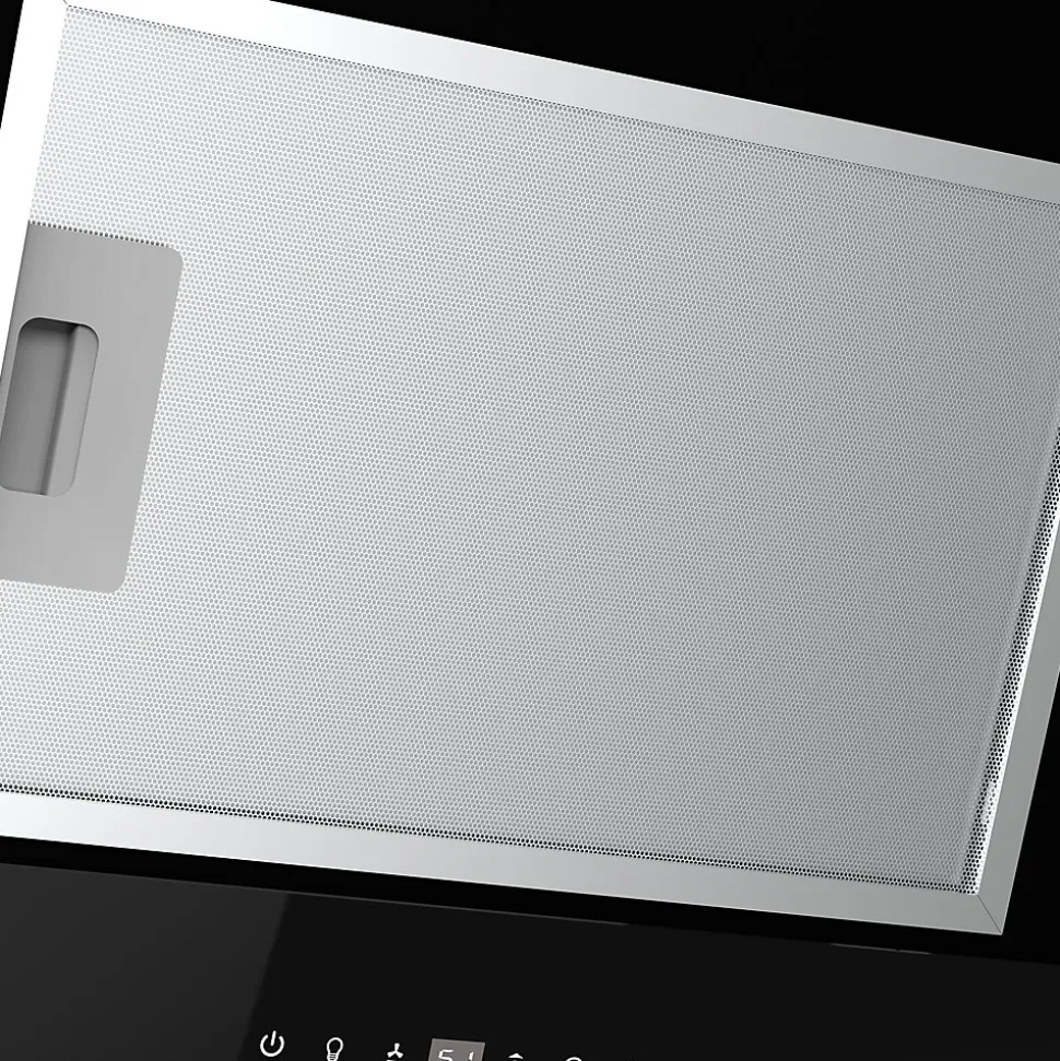 Hotte inclinée en verre noir GoodHome GHAG90ASBL, 90 cm