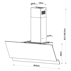 Hotte inclinée en verre noir GoodHome GHAG90ASBL, 90 cm