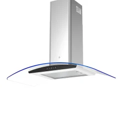 Hotte incurvée en verre inox GoodHome GHCG90LKSS, 90 cm
