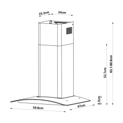 Hotte incurvée en verre inox GoodHome GHCG60LKSS, 60 cm