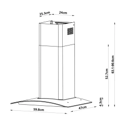 Hotte incurvée en verre noir GoodHome GHCG60LKBL, 60 cm