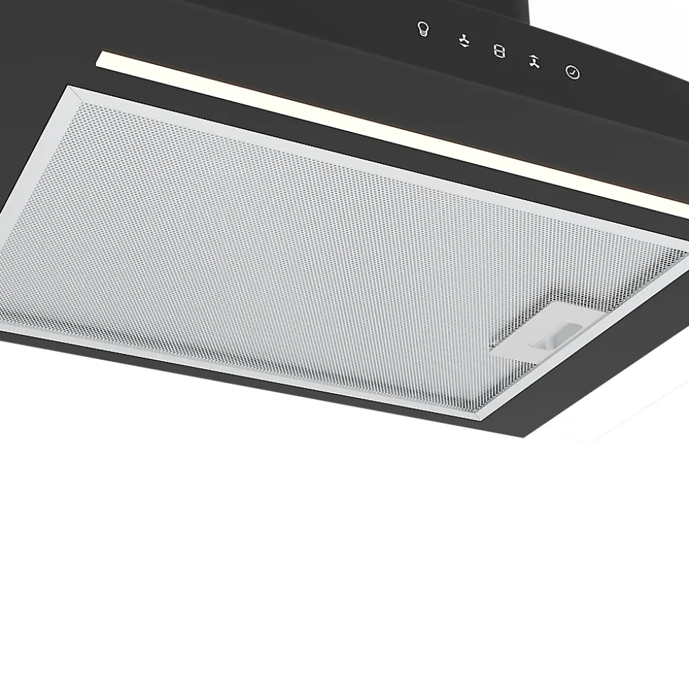 Hotte incurvée en verre noir GoodHome GHCG60LKBL, 60 cm