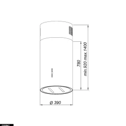 Hotte Îlot Aspirante Silencieuse - 39 cm - 715 m3/h - WERENISO - Blanc