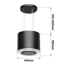 Hotte îlot 41cm classe a+ 600m3h 4 vitesses smarte wifi connectée booster recyclage noir Ciarra CD4838B
