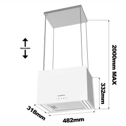 Hotte îlot 48cm smart APP contrôle wifi connectée classe A+++ 700m3h 3 vitesses booster UV traitement CD4850S Ciarra