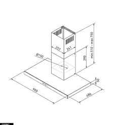 Hotte Murale Aspirante Silencieuse - 90 cm - 608 m3/h - LONATIO - Blanc