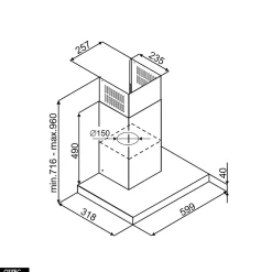 Hotte Murale Aspirante Silencieuse - 60 cm - 555 m3/h - AVENTELIO - Noir