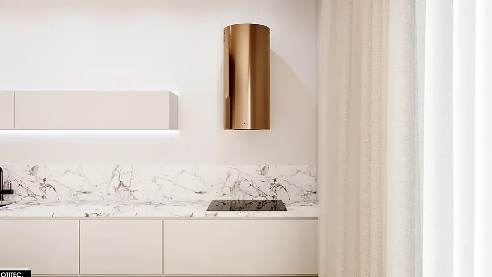 Hotte Murale Aspirante Silencieuse - 39 cm - 570 m3/h - LOBELIO - Caramel Doré