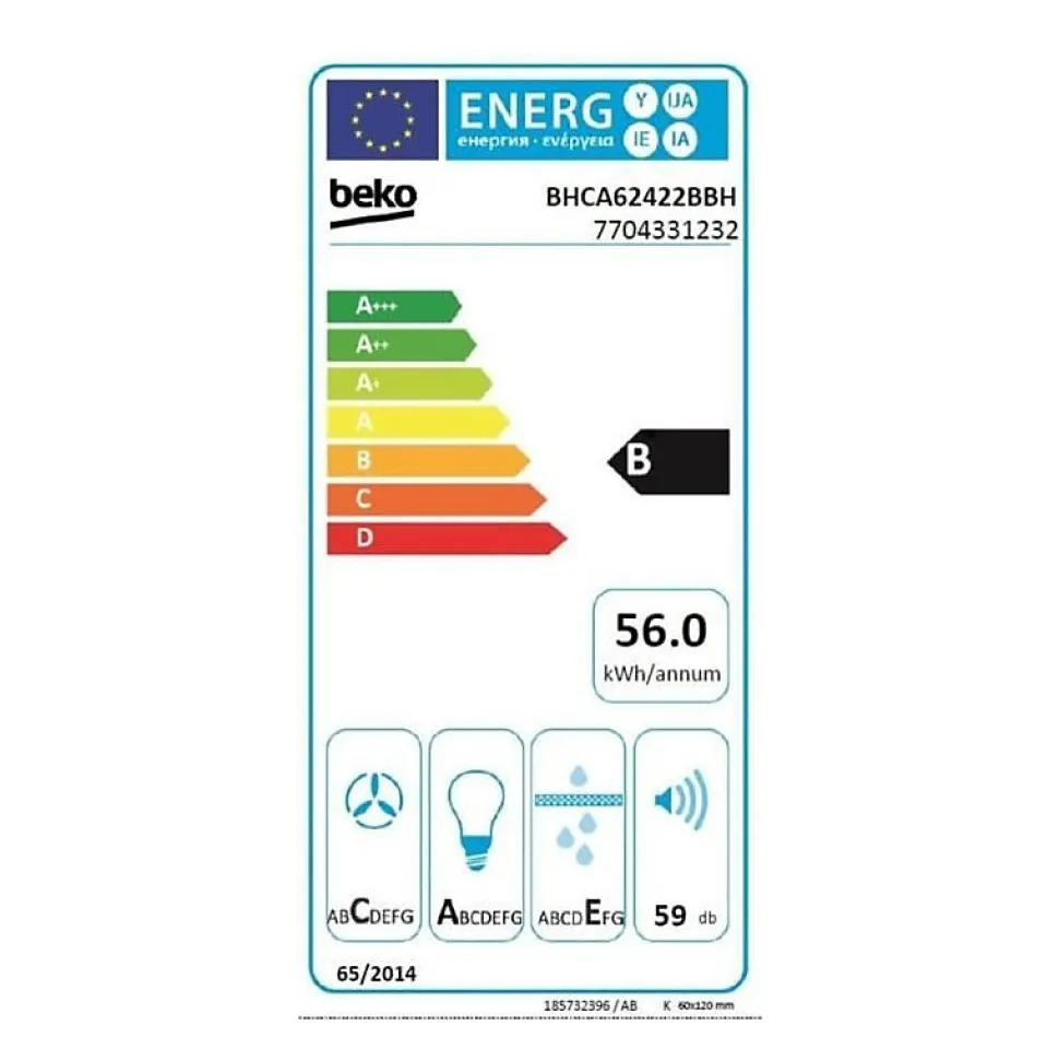 Hotte murale BEKO BHCA62422BBH - 60 cm