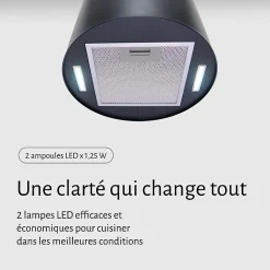 HOTTE MURALE CYLINDRE RONDE SPIRO - NOIR / BELDEKO