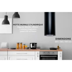 HOTTE MURALE CYLINDRE RONDE SPIRO - NOIR / BELDEKO