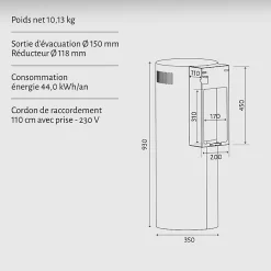 HOTTE MURALE CYLINDRE RONDE SPIRO - NOIR / BELDEKO