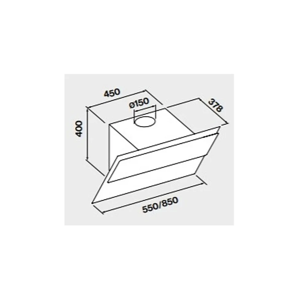 Hotte murale inclinée 85cm 584m3/h blanc Falmec VERSO1411 verso