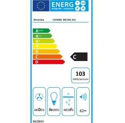 Hotte murale inclinée 60cm 460m3/h noir Electrolux LFV426K