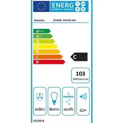 Hotte murale inclinée 60cm 460m3/h noir Electrolux LFV426K