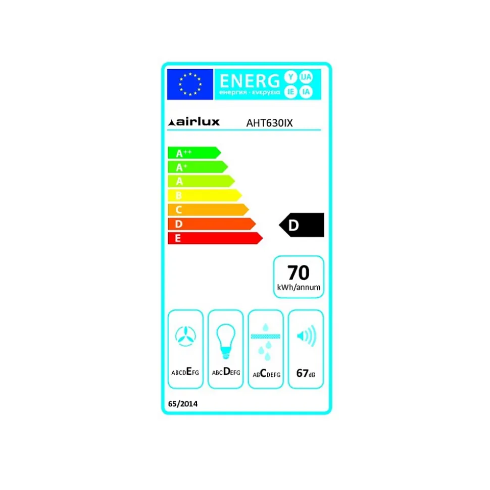 Hotte tiroir 60cm 310m3/h inox Airlux AHT630IX
