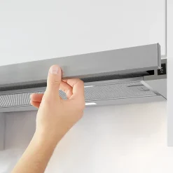 Hotte tiroir encastrable 60cm 370m3/h 2 vitesses téléscopique évacuation ou recyclage inox Ciarra CD6906DS