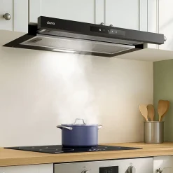 Hotte tiroir encastrable 60cm 580m3/h 3 vitesses tactile évacuation ou recyclage noir Ciarra CD6909AB