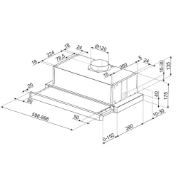 Hotte tiroir encastrable Universel L. 60 cm KSET61E2 Smeg inox