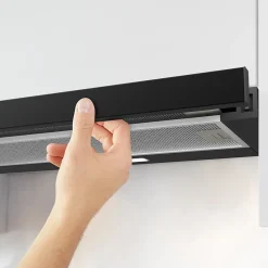 Hotte tiroir encastrable 60cm 370m3/h 2 vitesses téléscopique évacuation ou recyclage noir Ciarra CD6906DB