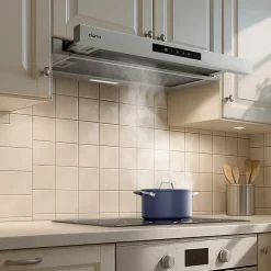 Hotte tiroir encastrable 60cm 580m3/h 3 vitesses tactile évacuation ou recyclage inox Ciarra CD6909AS