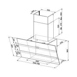 Hotte verticale inclinée STEELMAX 800mm inox/verre noir - classe B - dé FABER - 5513357