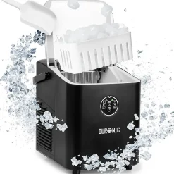 ICM12 BK Machine à glaçons automatique 120W 8 cubes en 6 à 8 min Panier 1 litre Réservoir 1 litre Pelle incluse Cocktail Duronic