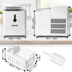 ICM120 WE Machine à glaçons automatique 120W 9 cubes 7 à 9 min Panier 600 g Réservoir 1,5 litre Boisson fraîche Cocktail Duronic