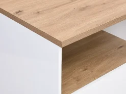 Ilot central de cuisine avec 2 portes et 1 niche en MDF - Naturel et blanc - CORELINA