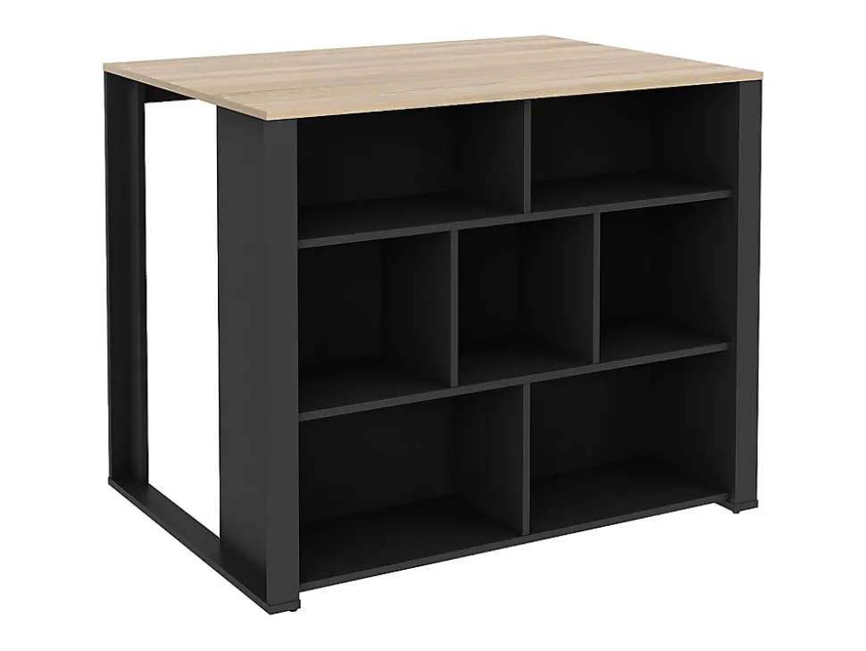 Ilot central de cuisine avec 7 niches - Naturel et anthracite - OPOLE