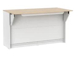 Ilot central de cuisine avec 2 portes et 2 niches - Blanc et chêne - TEKYNA