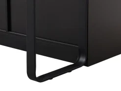 Ilot central de cuisine avec 6 tiroirs en MDF et métal - Noir et Effet Marbre blanc - ALEGRITA