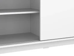 Ilot central de cuisine avec 2 portes - Blanc et chêne - BENITA