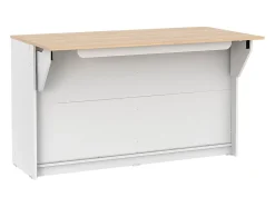 Ilot central de cuisine avec 2 portes - Blanc et chêne - BENITA