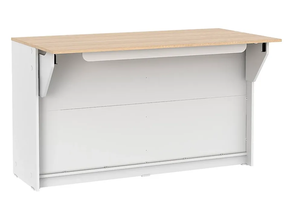 Ilot central de cuisine avec 2 portes - Blanc et chêne - BENITA