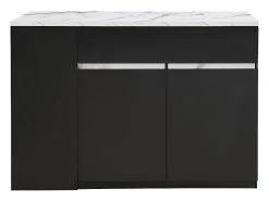 Ilot central de cuisine avec rangements - Effet marbre blanc et noir - MEILI