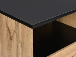 Ilot central de cuisine avec 2 portes et 1 niche en MDF - Naturel et noir - CORELINA