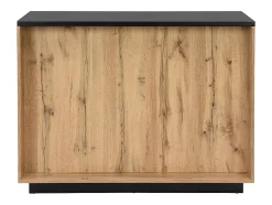 Ilot central de cuisine avec 2 portes et 1 niche en MDF - Naturel et noir - CORELINA