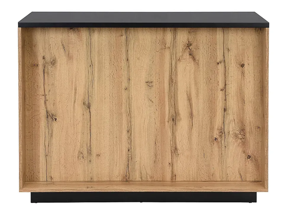 Ilot central de cuisine avec 2 portes et 1 niche en MDF - Naturel et noir - CORELINA