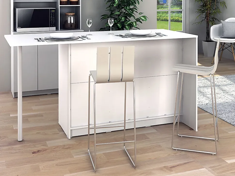 Ilot central de cuisine avec 2 portes, 1 tiroir et 2 niches - Blanc - TUNORI