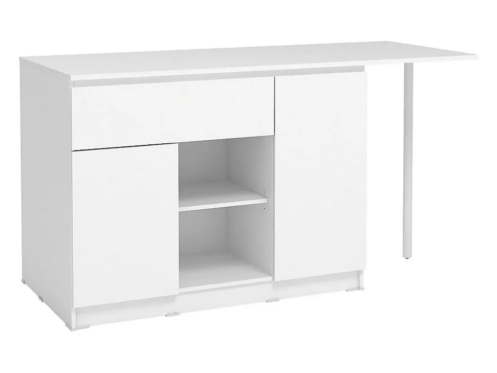 Ilot central de cuisine avec 2 portes, 1 tiroir et 2 niches - Blanc - TUNORI