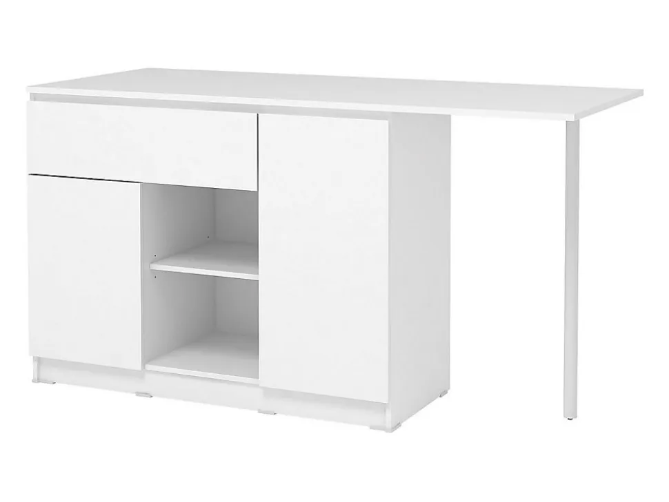 Ilot central de cuisine avec 2 portes, 1 tiroir et 2 niches - Blanc - TUNORI